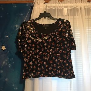 Velvet Floral Crop Top